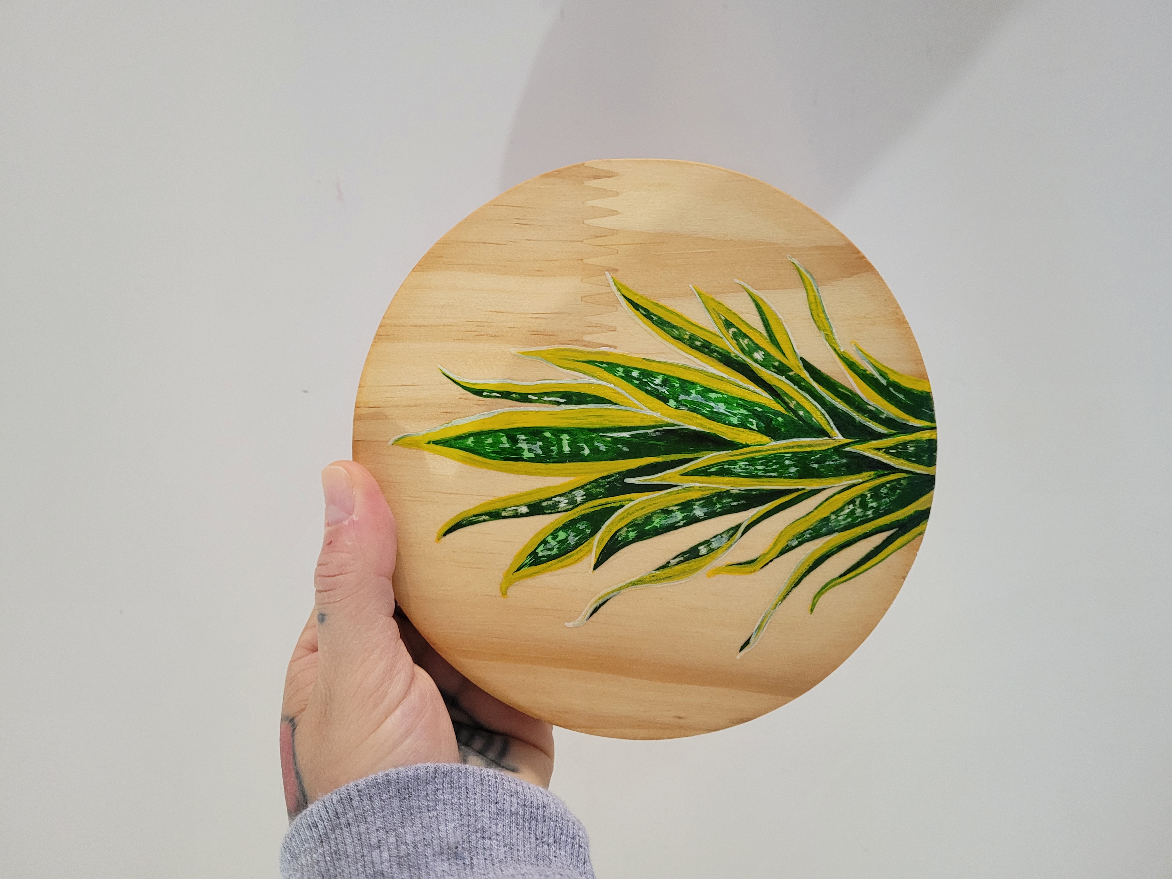 Pintura em peça de pinus decorativa - a gata pintou