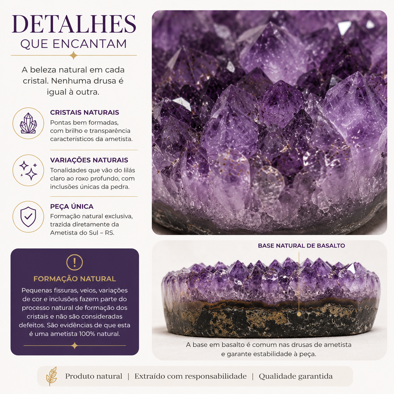 Drusa de Ametista Natural – 700 g | Ametista do Sul – RS