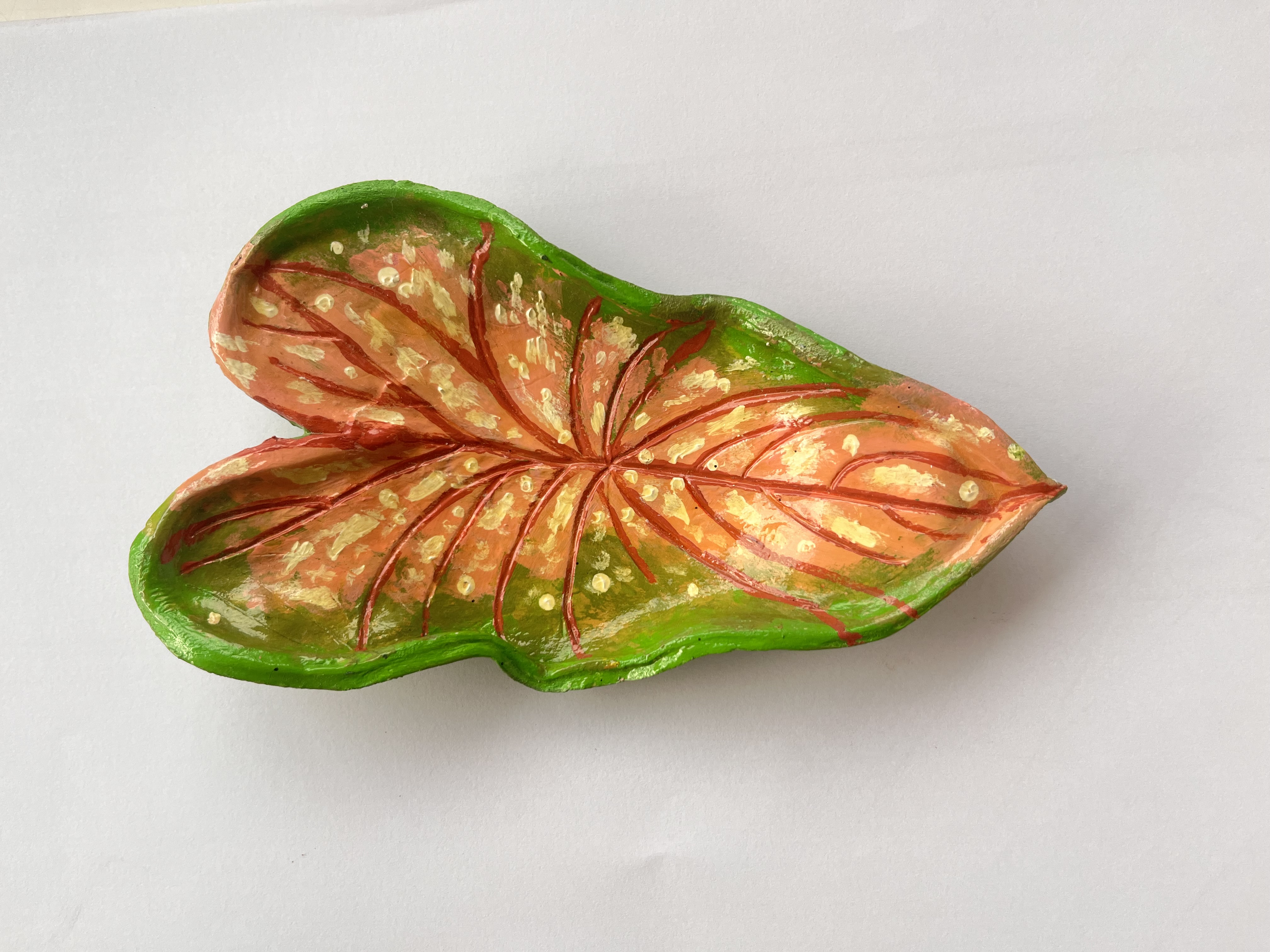 Pratinho de Caladium Rosa de Cerâmica fria 🌿