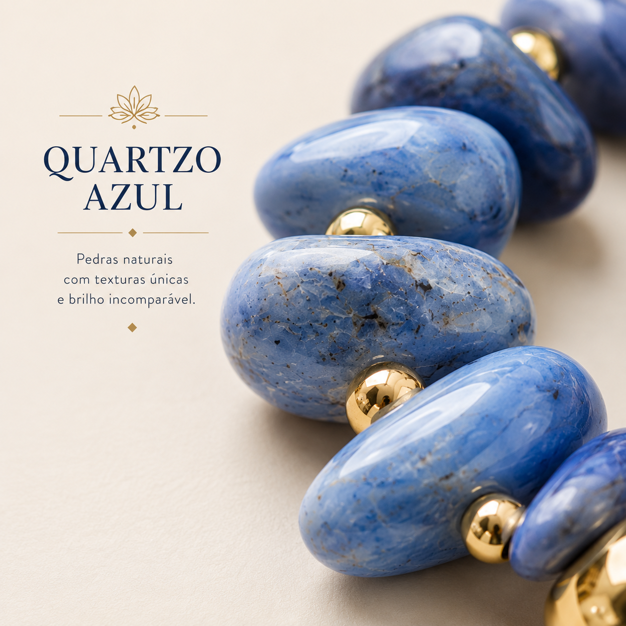 Terço Decorativo Quartzo Azul Natural com Chapa em Ágata Degradê 37 cm