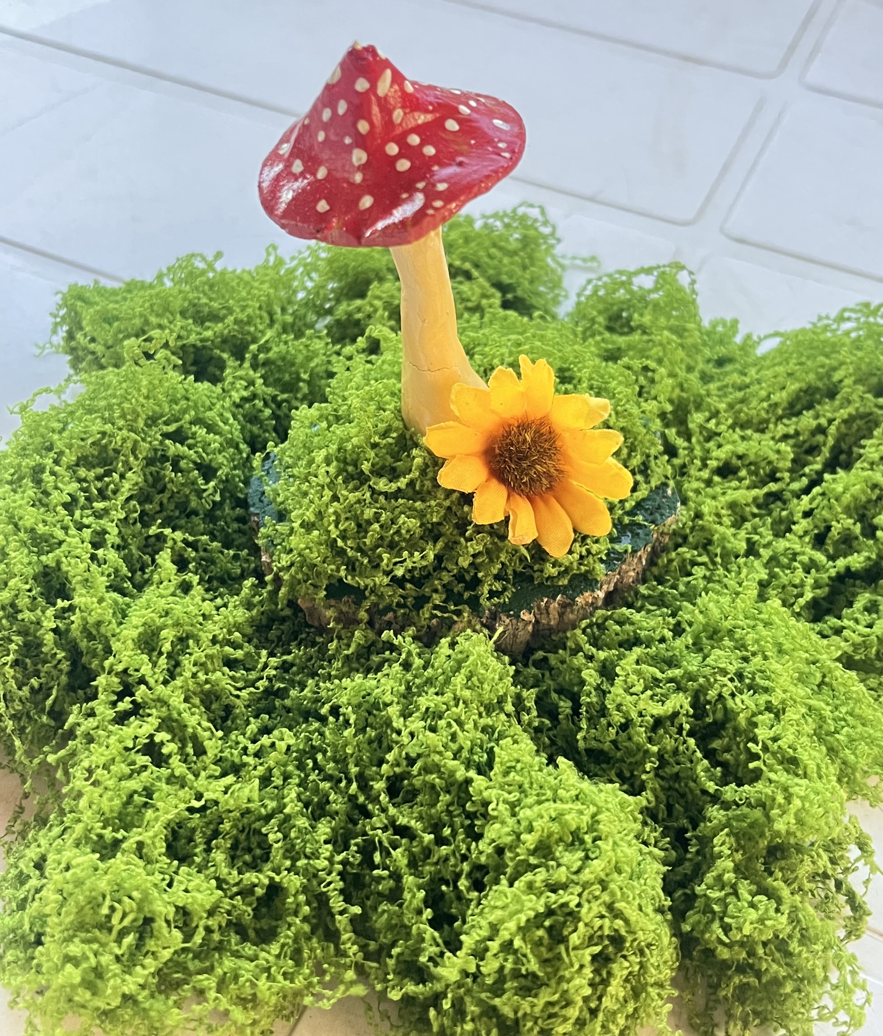 Cogumelo modelado em base de Madeira 🍄